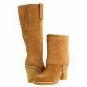 UGG Josie II Suede Fold Over Chunky Heel Boots